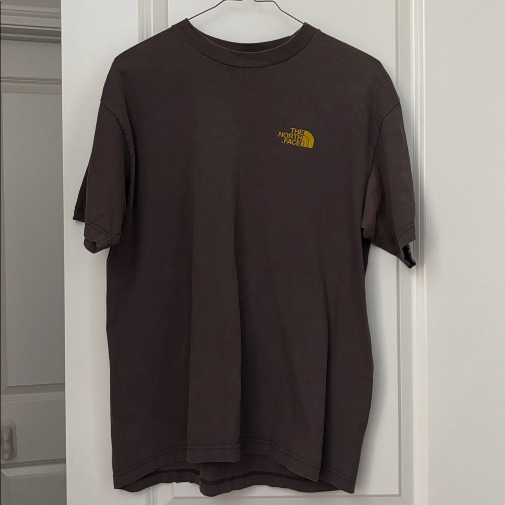 The North Face Dark Brown Tee with Yellow Logo